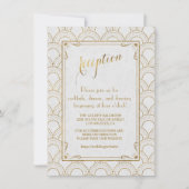White Great Gatsby Art Deco Gold Empfang Einladung (Vorderseite)