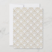 White Great Gatsby Art Deco Gold Engagement Party Einladung (Rückseite)