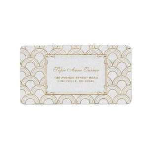 White Great Gatsby Art Deco Gold Hochzeit Adressaufkleber