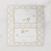 White Great Gatsby Art Deco Gold Hochzeit Platzkarte (Außenseite Aufgefaltet)