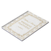 White Great Gatsby Art Deco Gold Hochzeitsplaner Notizblock (Linke Seite)