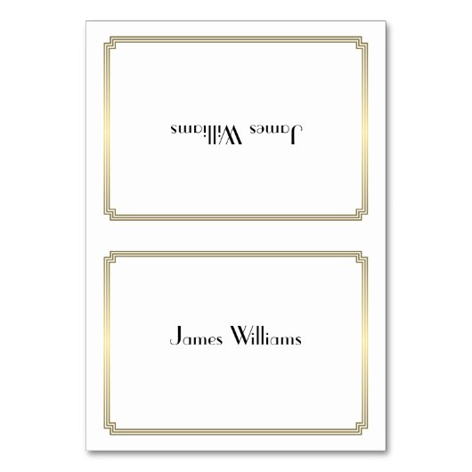 White Great Gatsby Art Deco Gold Platzkarten Tischnummer (Vorderseite)