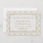 White Great Gatsby Art Deco Gold Save the Date (Vorderseite)