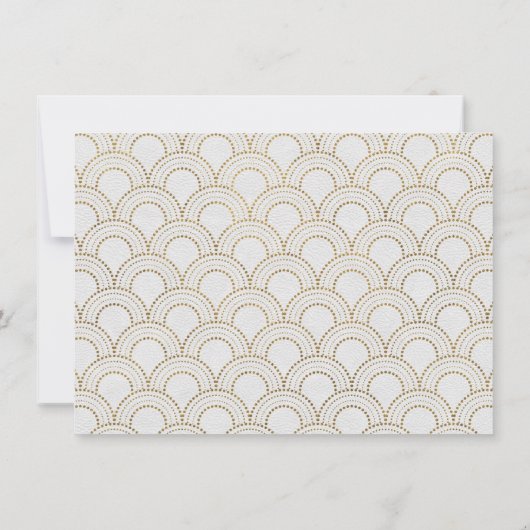 White Great Gatsby Art Deco Gold Save the Date (Rückseite)