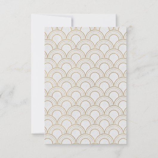 White Great Gatsby Art Deco Gold Wedding RSVP (Rückseite)