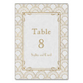White Great Gatsby Gold Art Deco TISCHNUMMER (Vorderseite)