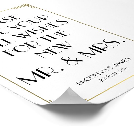 White Great Gatsby Guestbook Unterschrift 4x6 Poster (Ecke)