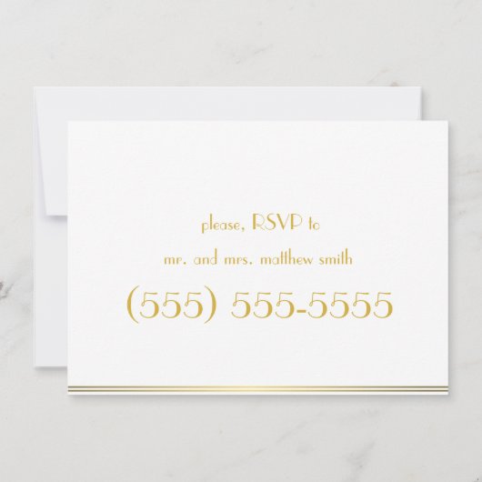 White Great Gatsby Hochzeit Probe Einladungen (Rückseite)