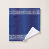 White Grecian Frieze Design Navy Blue Badhandtuch Set (Waschlappen)