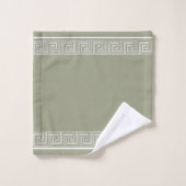 White Grecian Frieze Design Sage Badhandtuch Set (Waschlappen)