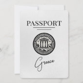 White Greece Passport Save the Date Karte (Vorderseite)