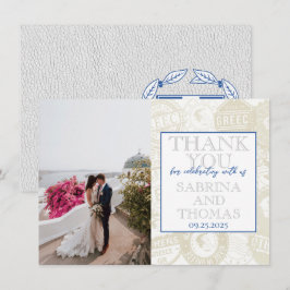 White Greece Wedding Foto Vielen Dank Dankeskarte