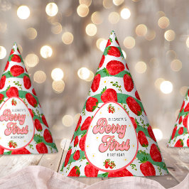 White Green 1. Geburtstag Berry First Strawberry Partyhütchen