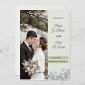 White Green and Light Pink Floral Luxury Wedding Einladung (Vorne/Hinten)