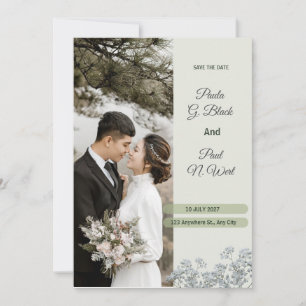 White Green and Light Pink Floral Luxury Wedding Einladung
