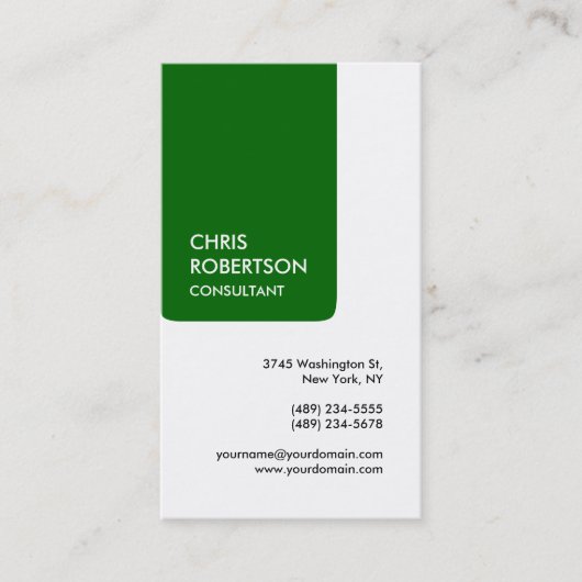 White Green Attractive Charm Business Card Visitenkarte (Vorderseite)