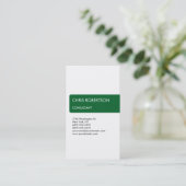 White Green Attraktive Charming Business Card Visitenkarte (Stehend Vorderseite)