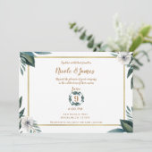 White Green Blätter Anemone Floral Wedding Einladung (Stehend Vorderseite)