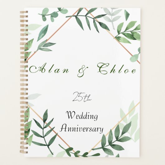 White + Green Botanical 25. Wedding Gift Planner Planer (Vorderseite)