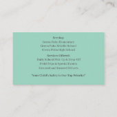 White Green Bus Fahrer Gelben Schulbus Visitenkarte (Rückseite)