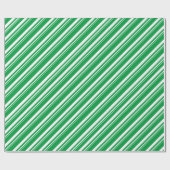 White Green Candy Cane Stripe Holiday Geschenkpapier (Flach)