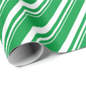 White Green Candy Cane Stripe Holiday Geschenkpapier (Rolleneckpunkt)