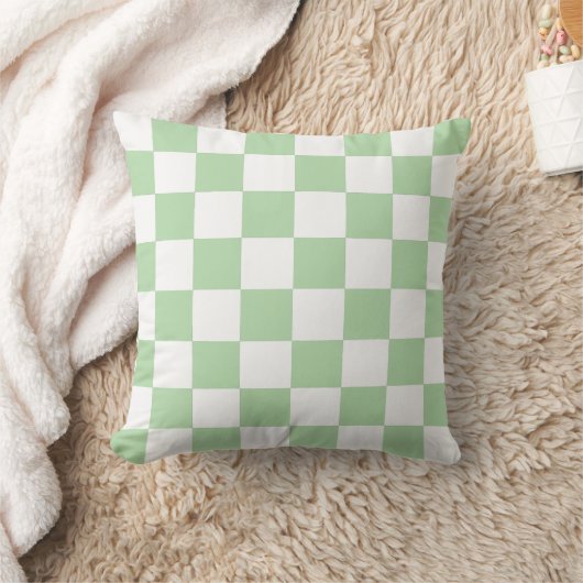 White & Green Checkerboard Pattern Throw Pillow Kissen (Decke)