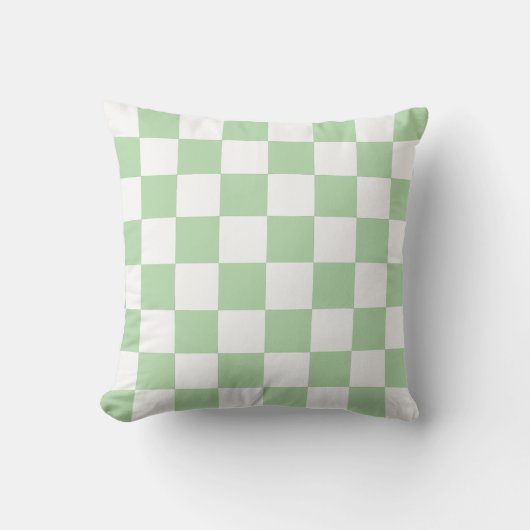 White & Green Checkerboard Pattern Throw Pillow Kissen (Vorderseite)