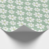 White Green Daisy Pattern  Geschenkpapier (Ecke)