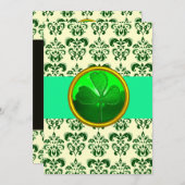 WHITE GREEN DAMASK MIT KLEEBLATT St Patrick's Day Einladung (Vorne/Hinten)