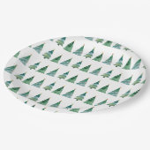 White Green Festive Winter Tree Christmas   Pappteller (Schrägansicht)