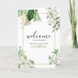 White Green Floral Gold Hochzeitsorden Programm