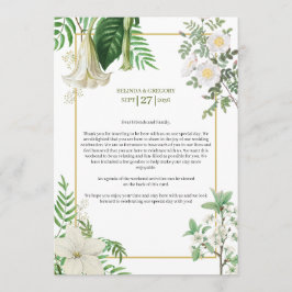 White Green Floral Gold Hochzeitsprogramm Programm