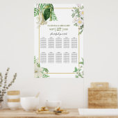 White Green Floral Gold Hochzeitstabelle Poster (Küche)