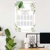 White Green Floral Gold Hochzeitstabelle Poster (Heimbüro)
