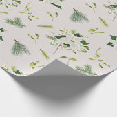 White Green Floral Illustrated Christmas Geschenkpapier (Ecke)