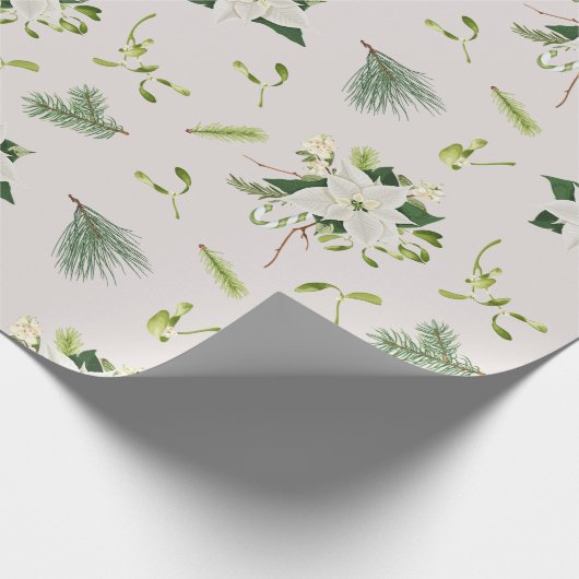 White Green Floral Illustrated Christmas Geschenkpapier (Ecke)