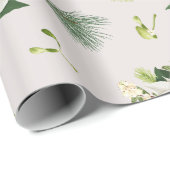 White Green Floral Illustrated Christmas Geschenkpapier (Rolleneckpunkt)