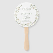 White Green Floral Wreath Boho Hochzeitsprogramm Fächer (Vorderseite)