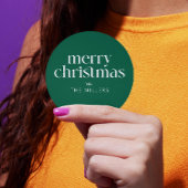 White Green frohe Weihnachts Retro Typografie Runder Aufkleber