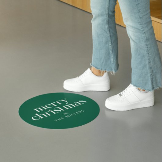 White Green frohe Weihnachts Retro Typografie Runder Aufkleber