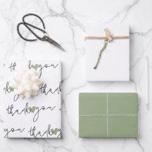 White Green Heart Vielen Dank 3 Set Wrapping Paper