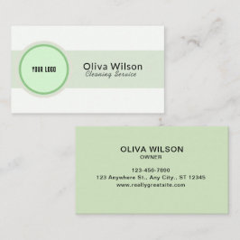 White Green Illustrative Reinigungsservice Visitenkarte