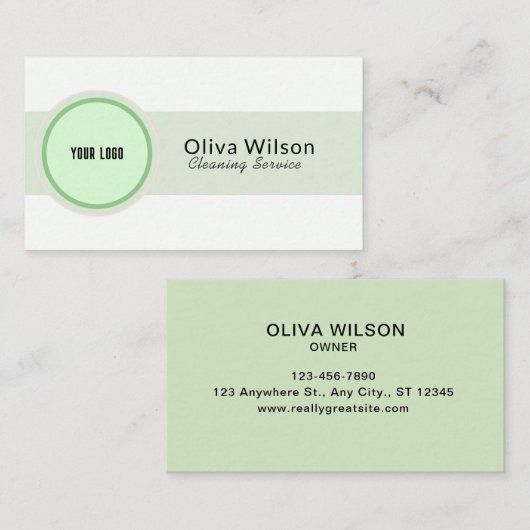 White Green Illustrative Reinigungsservice Visitenkarte (Vorne/Hinten)