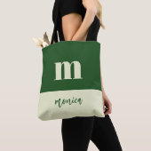 White & green initial personalized tote bag tasche (Von Nahem)