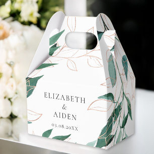 White Green Leafy Wedding Collection Geschenkschachtel