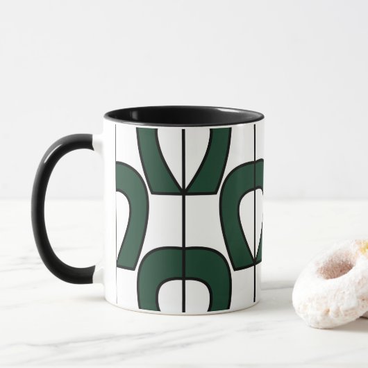White Green Modern Geometric Abstrakt Tasse (Mit Donut)