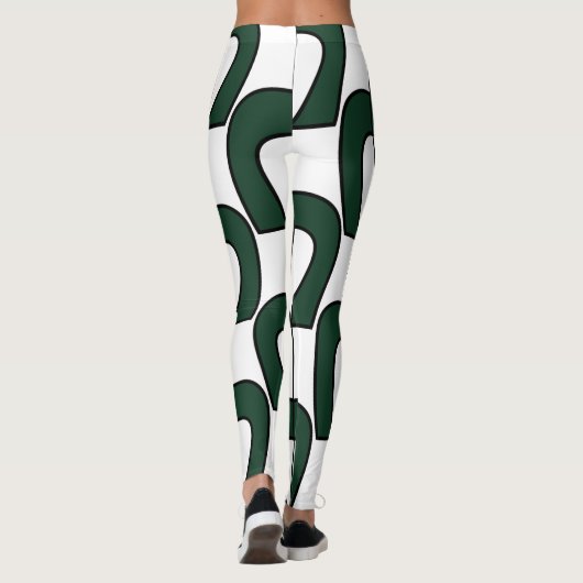 White Green Modern Geometric Fun Workout Leggings (Rückseite)