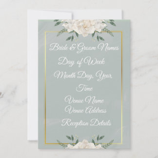 White & Green Modern Minimalist Wedding Invitation Einladung