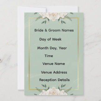 White & Green Modern Minimalist Wedding Invitation Einladung